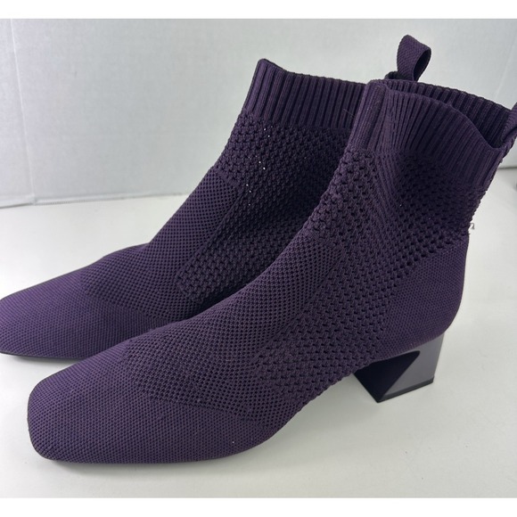 VIVAIA Melissa Perforated Knit Ankle Boots 41.5 US 10 Square Toe Eggplant Purple - Picture 5 of 16